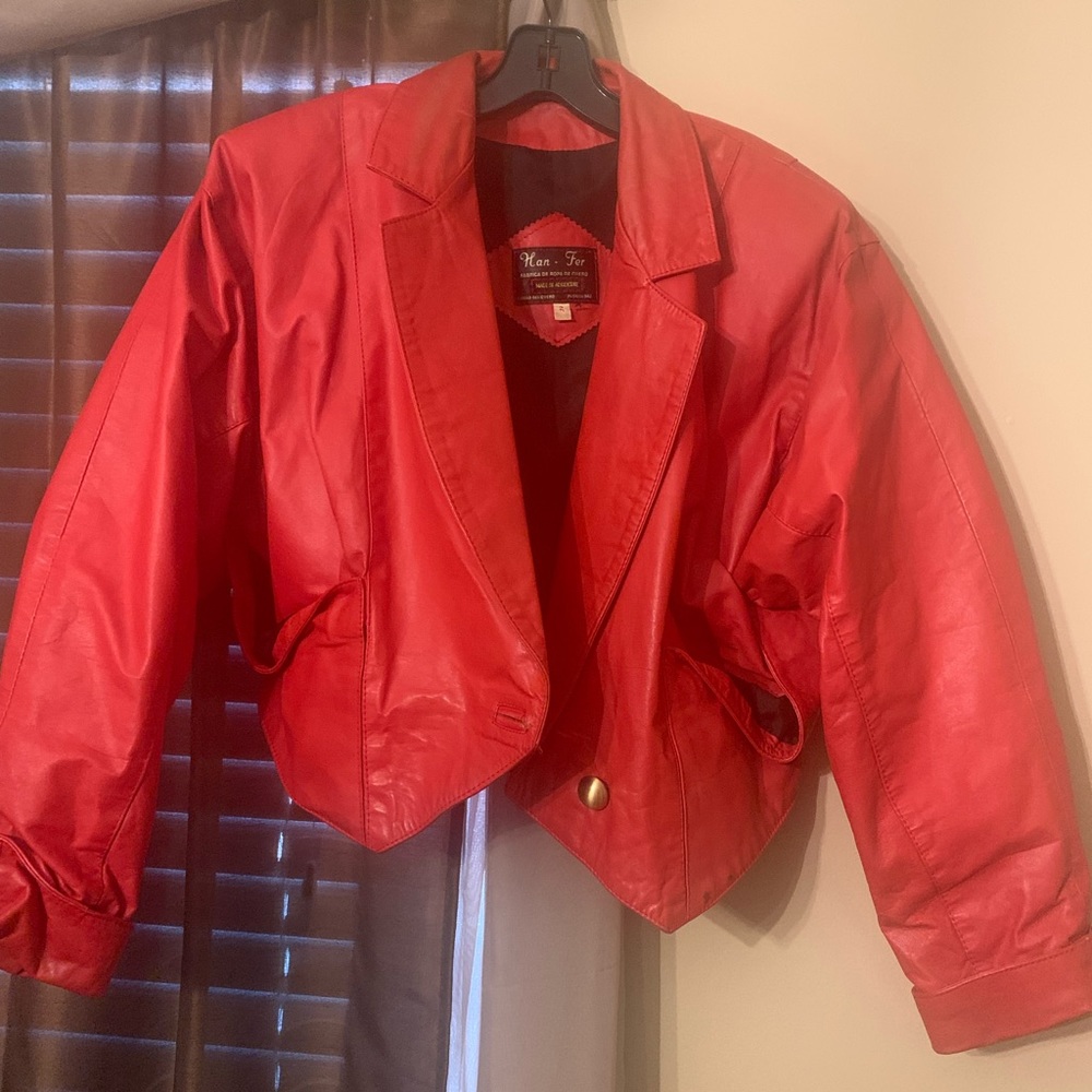 🔥Vintage Red Leather Jacket 🔥